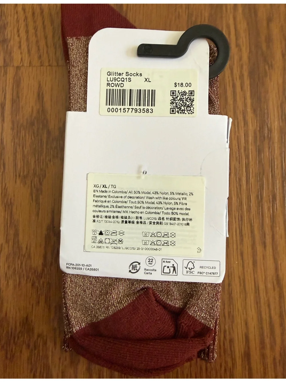 NWT Lululemon Unisex Glitter Quarter Socks in Rockwood Size XL LU9CQ1S Metallic